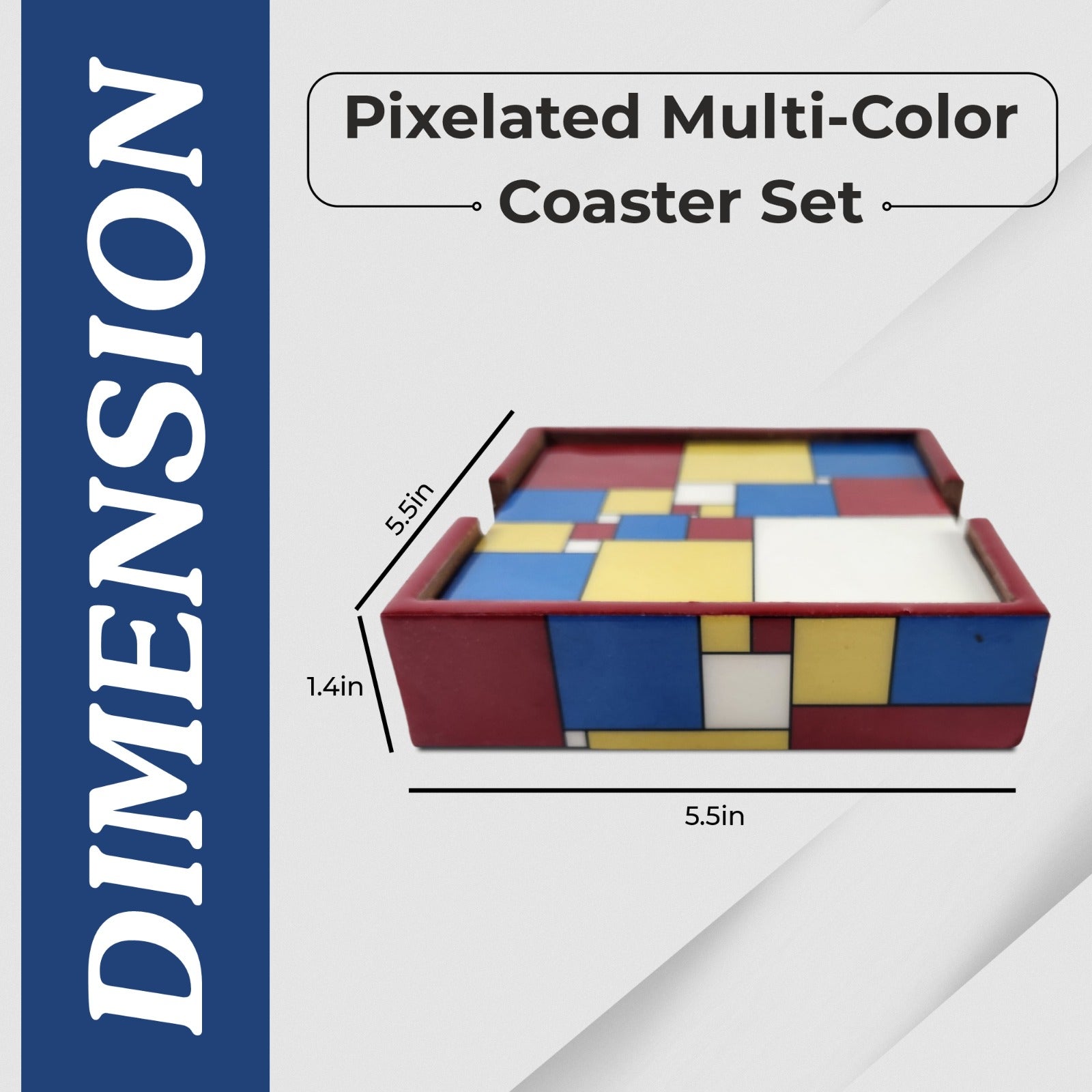 Pixelated Multi-Color Coaster Set