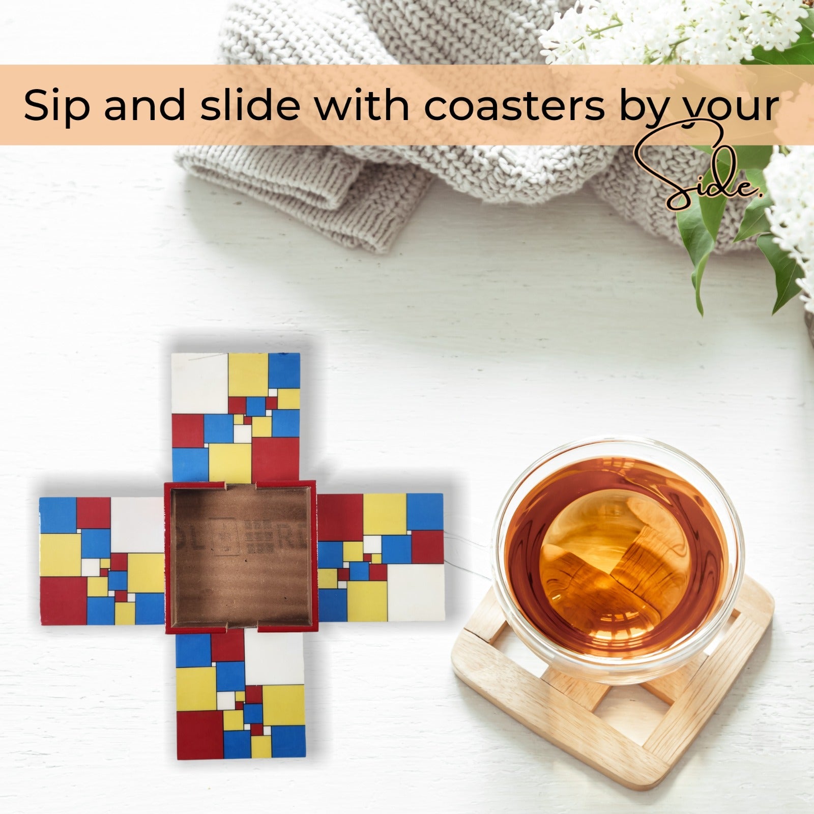 Pixelated Multi-Color Coaster Set