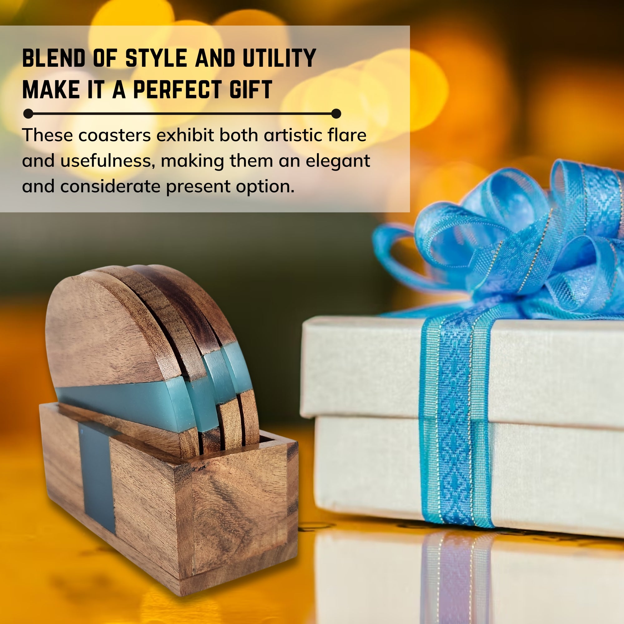 Modern Wooden Epoxy Coaster set (round)