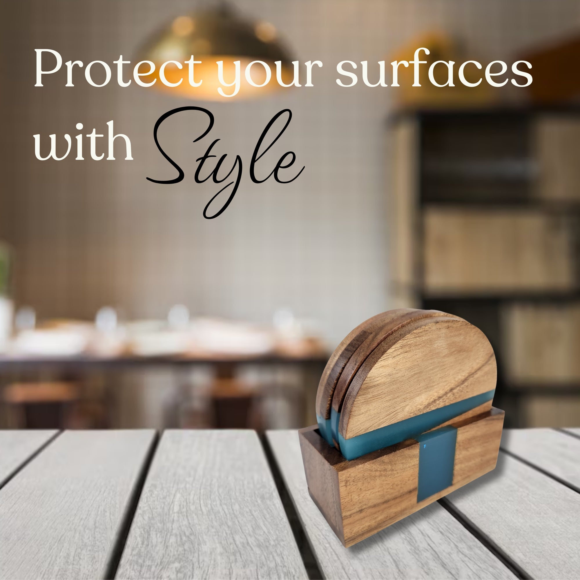 Modern Wooden Epoxy Coaster set (round)