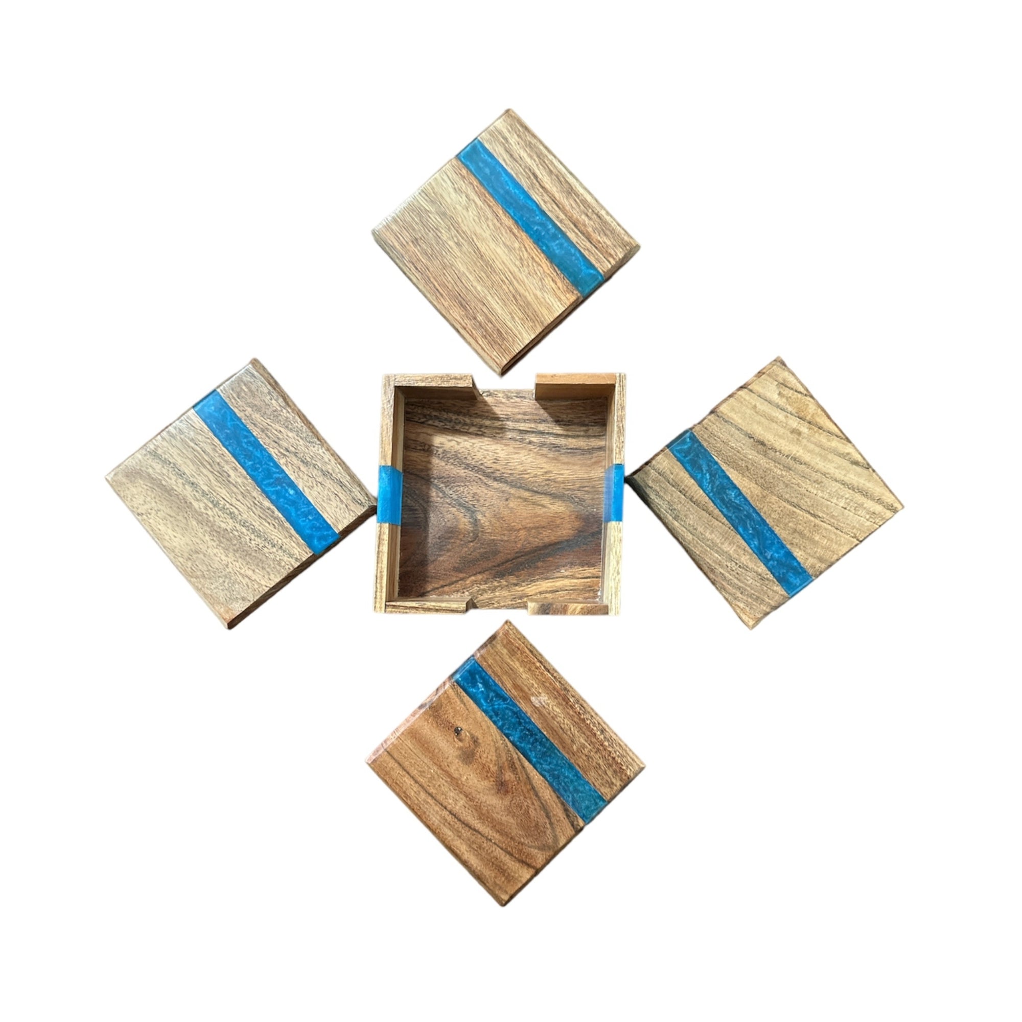 Modern Wooden Epoxy Coaster set