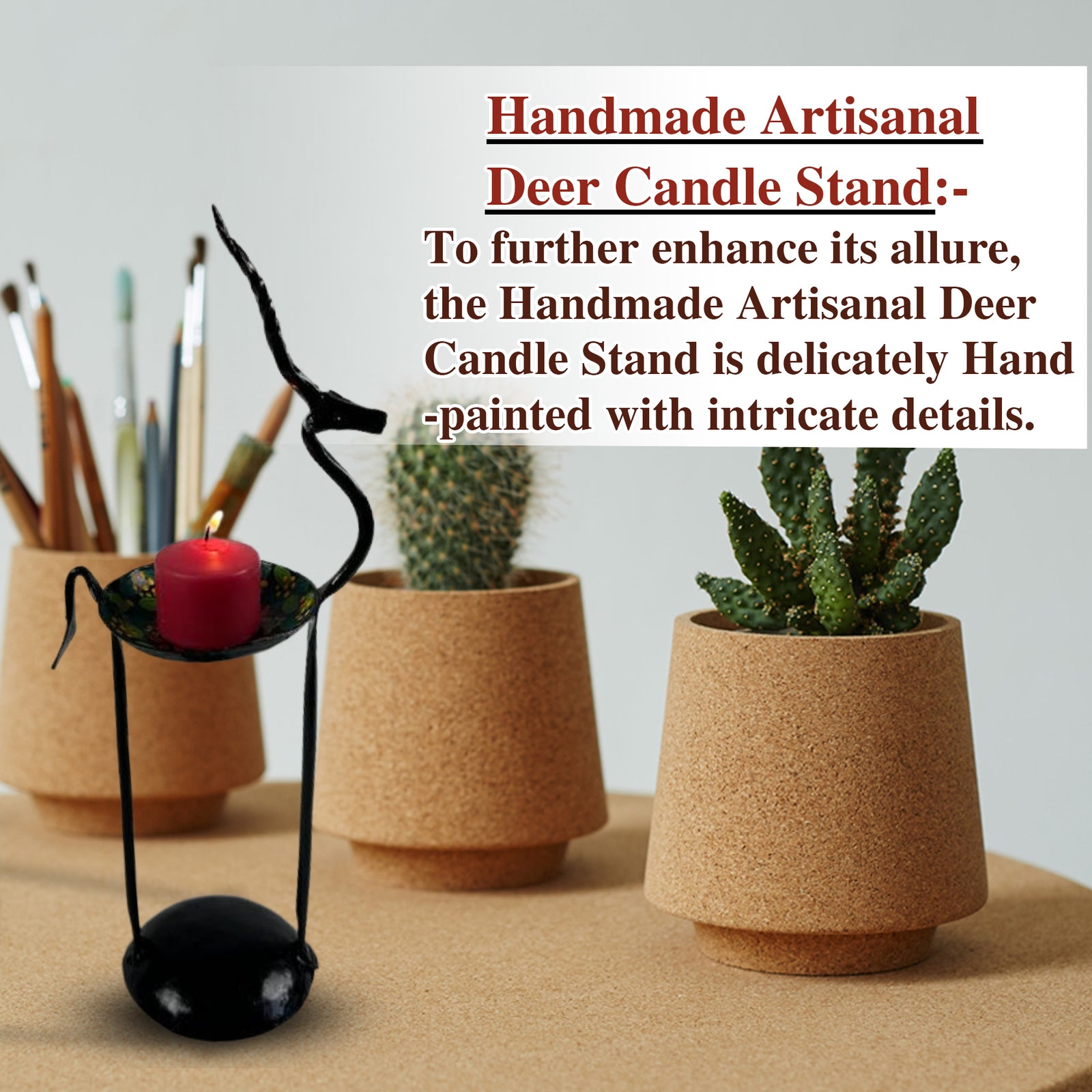 Handmade Artisanal Deer Candle Stand