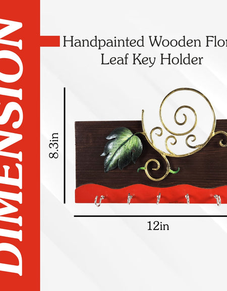Handpainted Wooden Floral Leaf Key Holder
