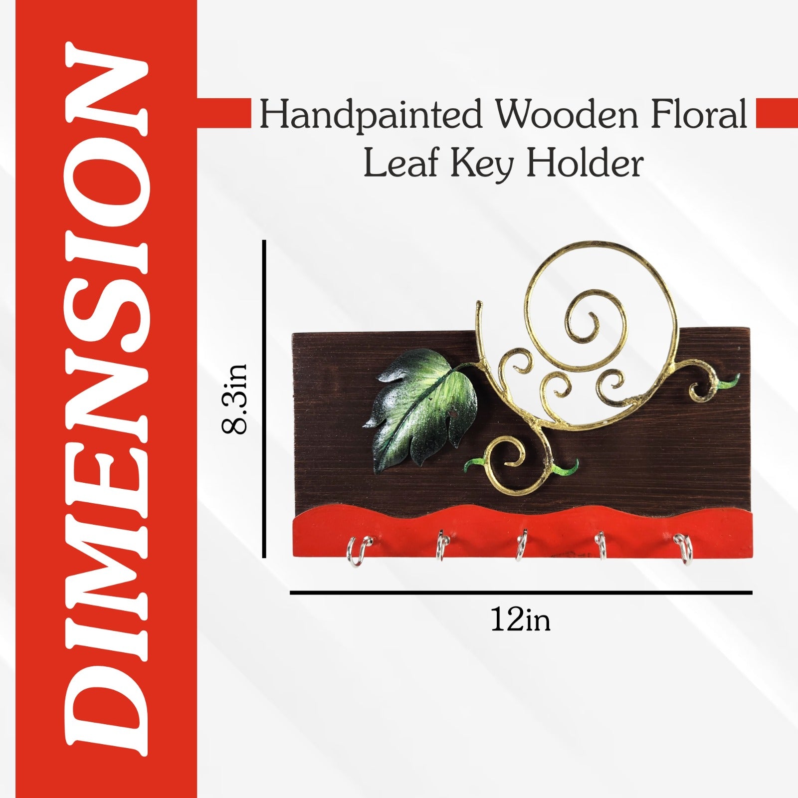 Handpainted Wooden Floral Leaf Key Holder
