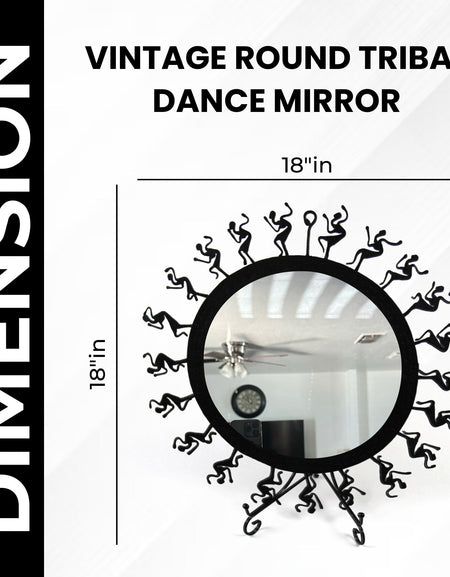 Vintage Round Tribal Art Wall Mirror