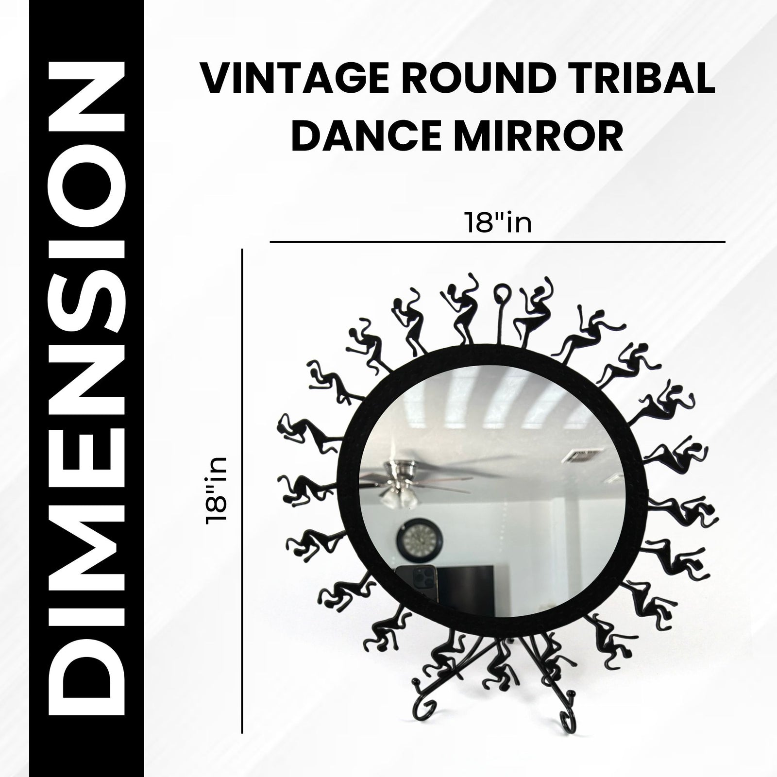 Vintage Round Tribal Art Wall Mirror