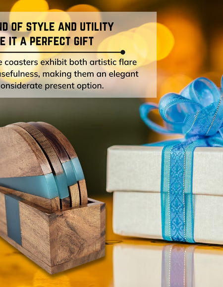 Modern Wooden Epoxy Coaster set (round)