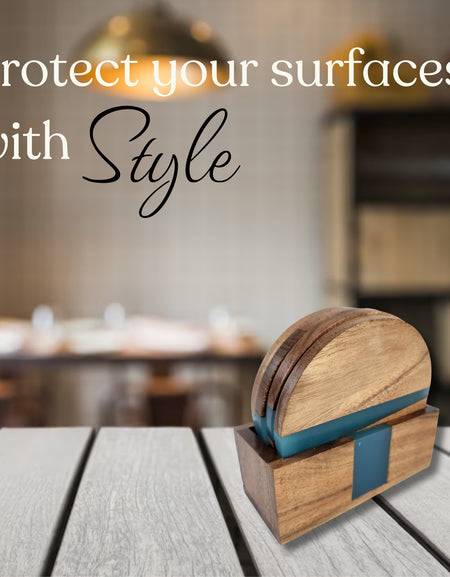 Modern Wooden Epoxy Coaster set (round)