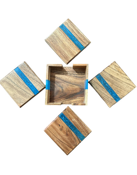 Modern Wooden Epoxy Coaster set