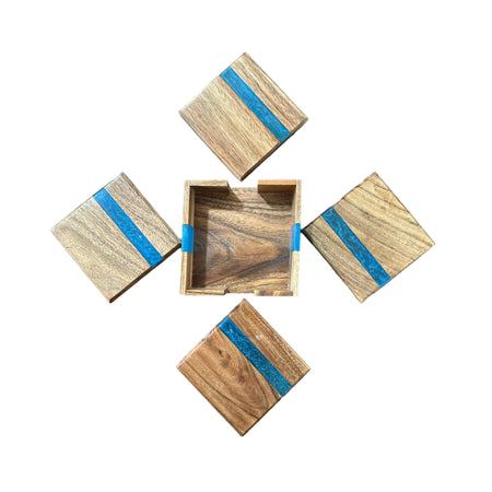 Modern Wooden Epoxy Coaster set