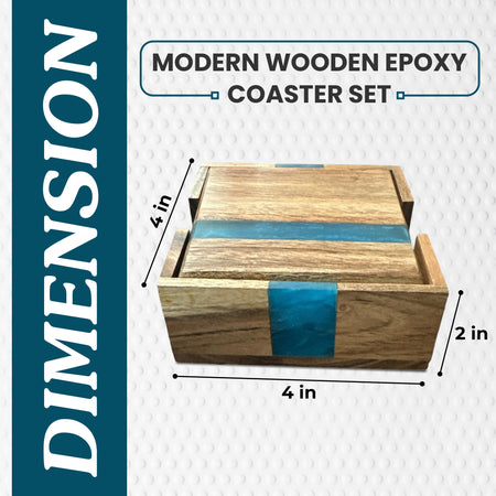 Modern Wooden Epoxy Coaster set