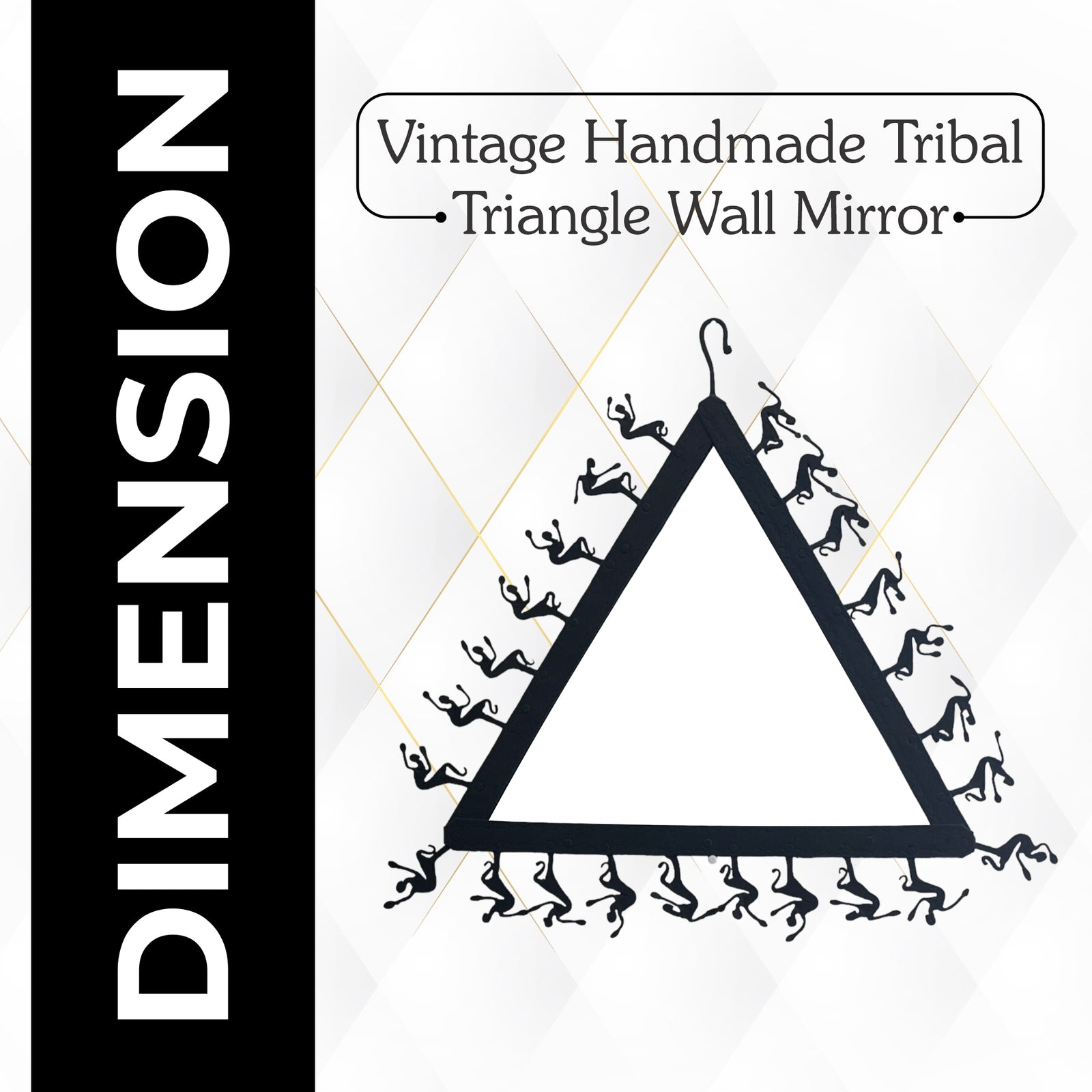 Vintage Handmade Tribal Triangle Wall Mirror