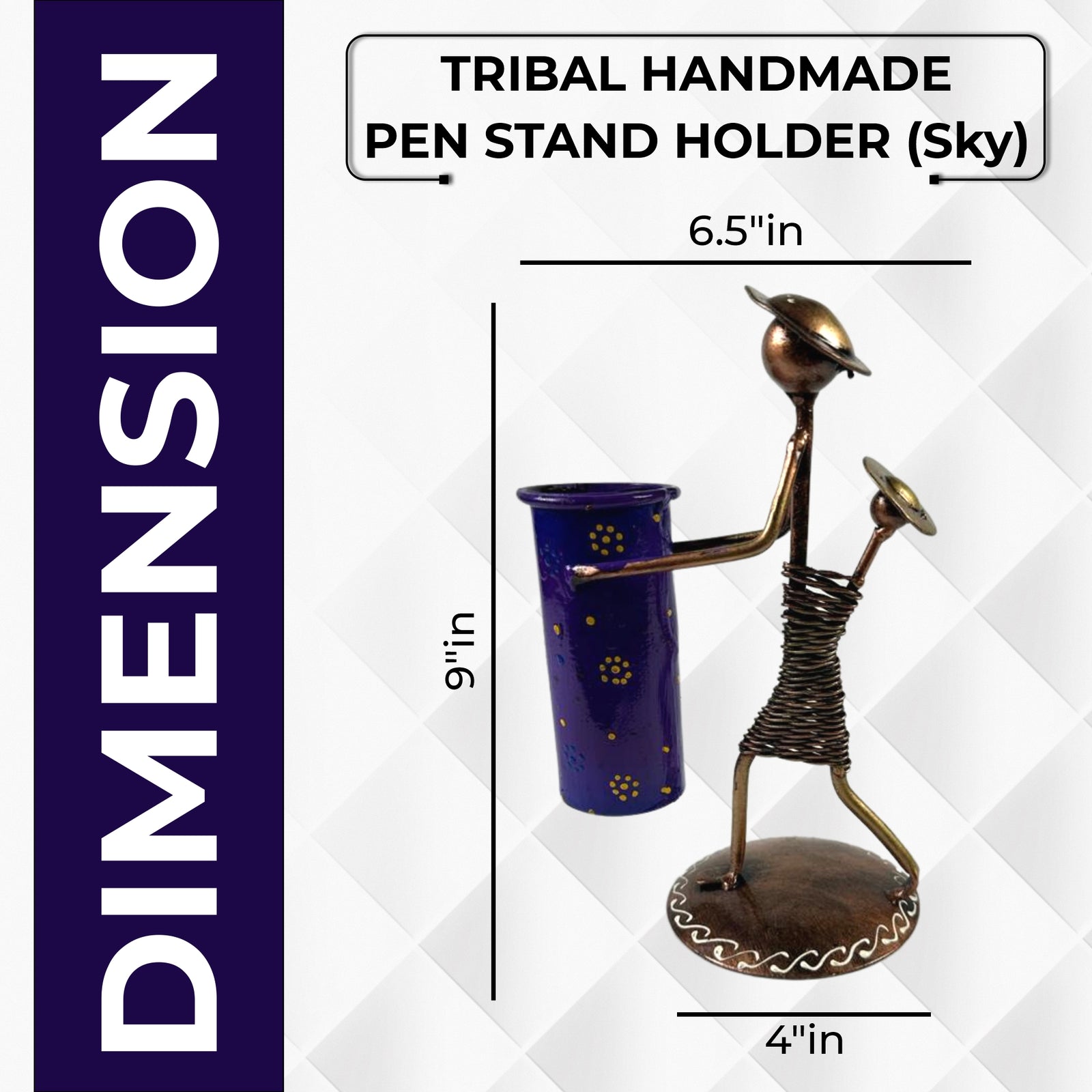 Tribal Handmade Pen Stand Holder (Sky)